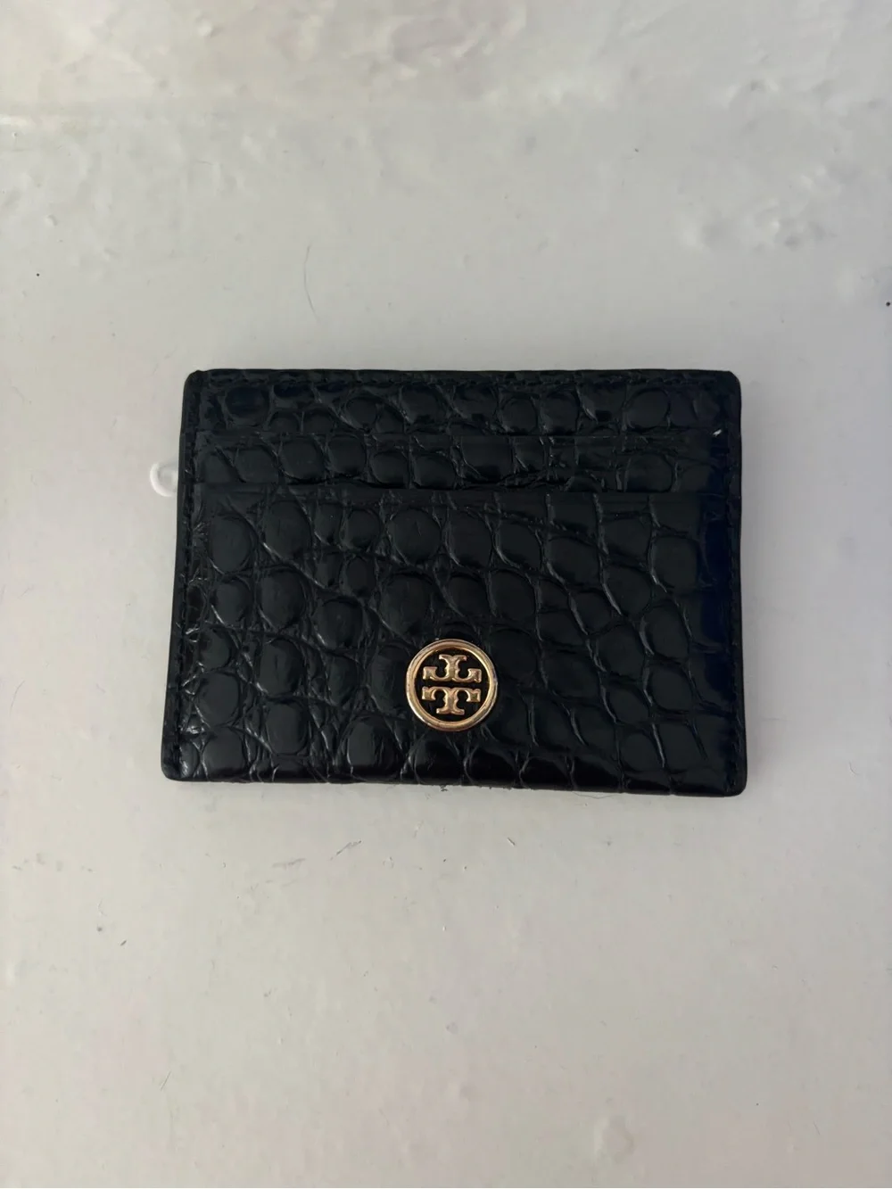 Tory Burch Croc Embossed Card Case